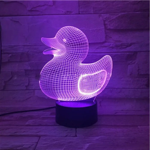 Yellow duck 3D night light table lamp with remote control and USB cable