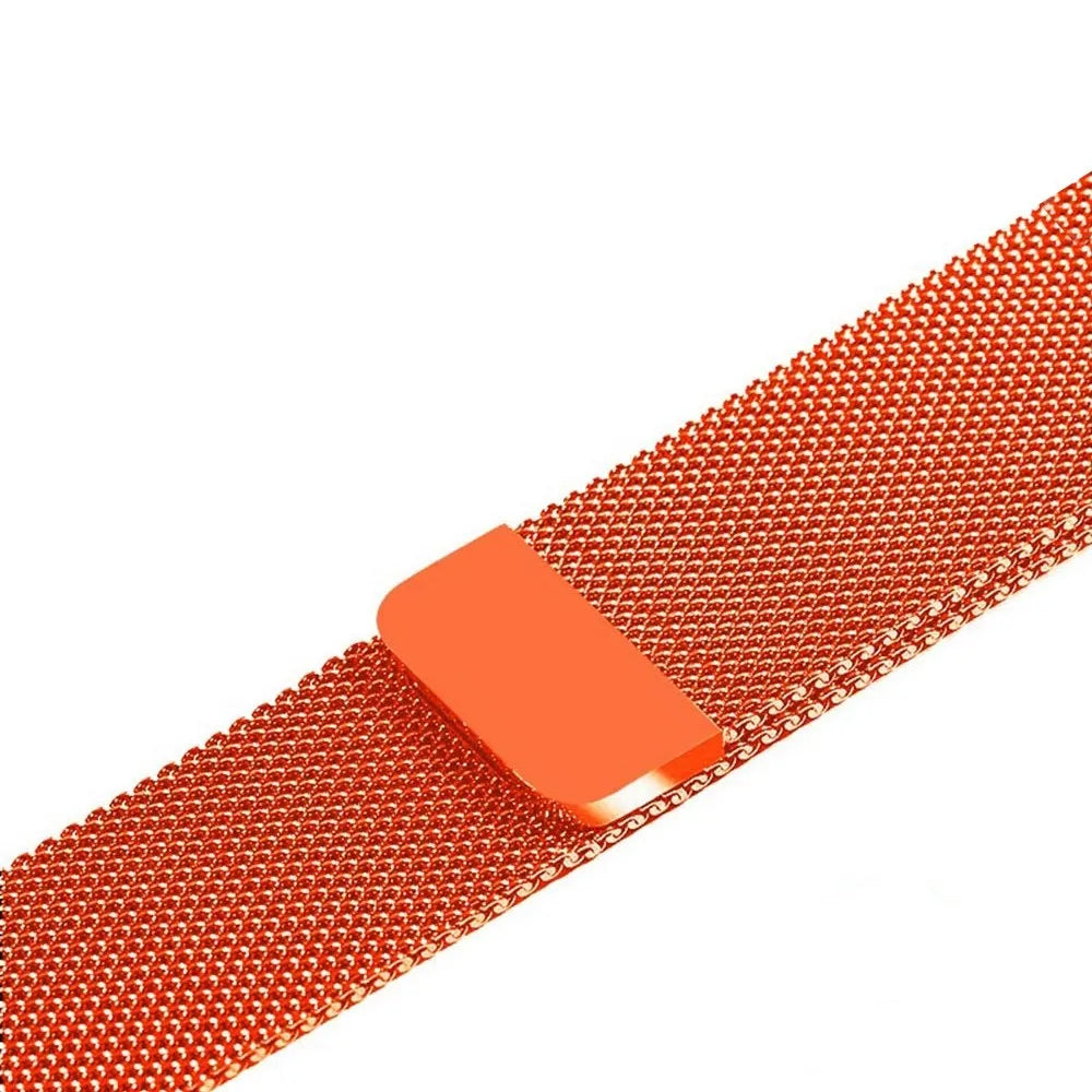 Stainless steel watch replacement strap in silver, shown next to black, gold, and rose gold options.