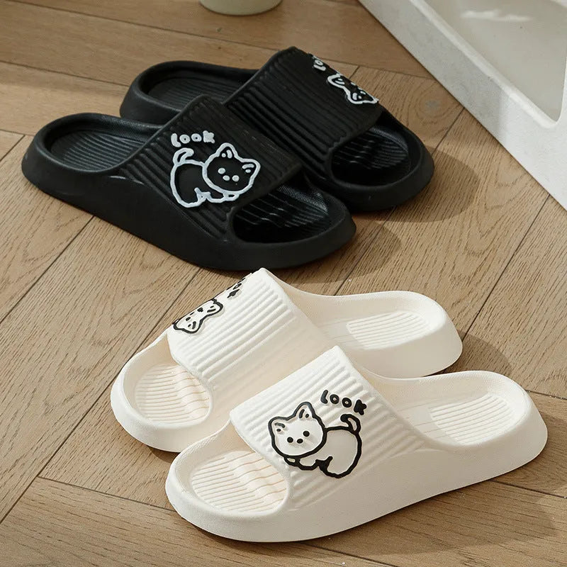 Women's cat design platform slippers with thick EVA sole in multiple colour options