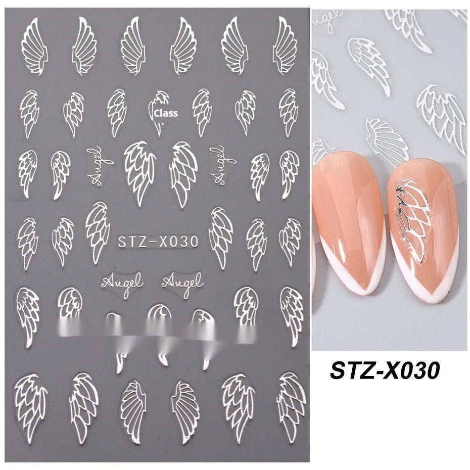 Black and silver strip cartoon nail art stickers on plastic patch