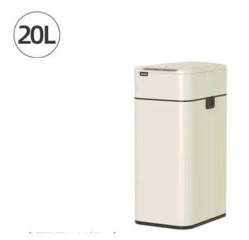 Square inductive sensor bin with automatic lid and deodorant system in stainless steel finish