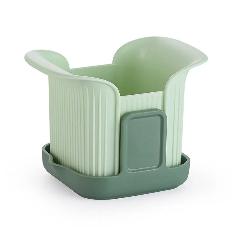 Green multifunctional vegetable chopper with hand pressure mechanism and stainless steel blade for slicing onions and potatoes