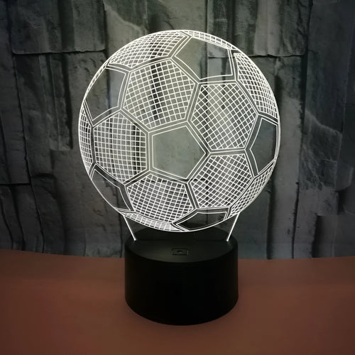 3D creative colour football night light with acrylic panel on ABS base, showing seven colour options.