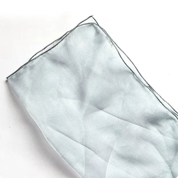 Silk arabesquitic fabric flower bouquet bag in blue colour showing decorative patterning and 60×60cm dimensions