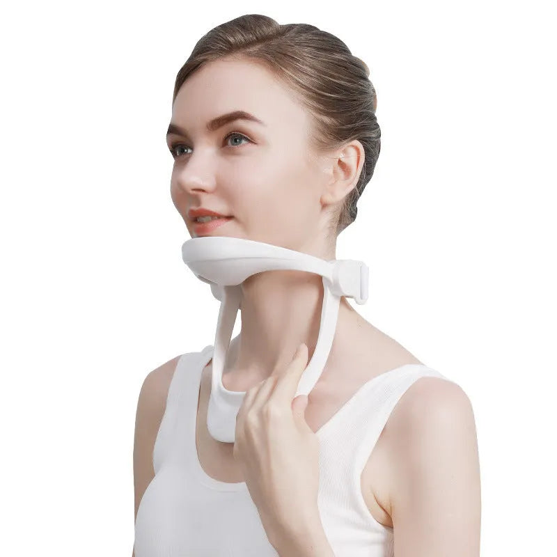 White PP plastic neck brace for shoulder and cervical spine support.