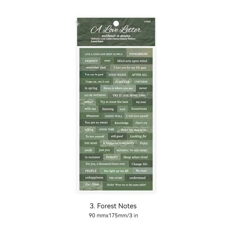 Ins style English quotation stickers in four colours measuring 90 by 175mm