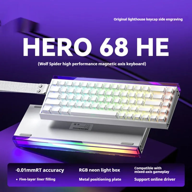 Magnetic axis mechanical keyboard with RGB lighting in various colour and style options