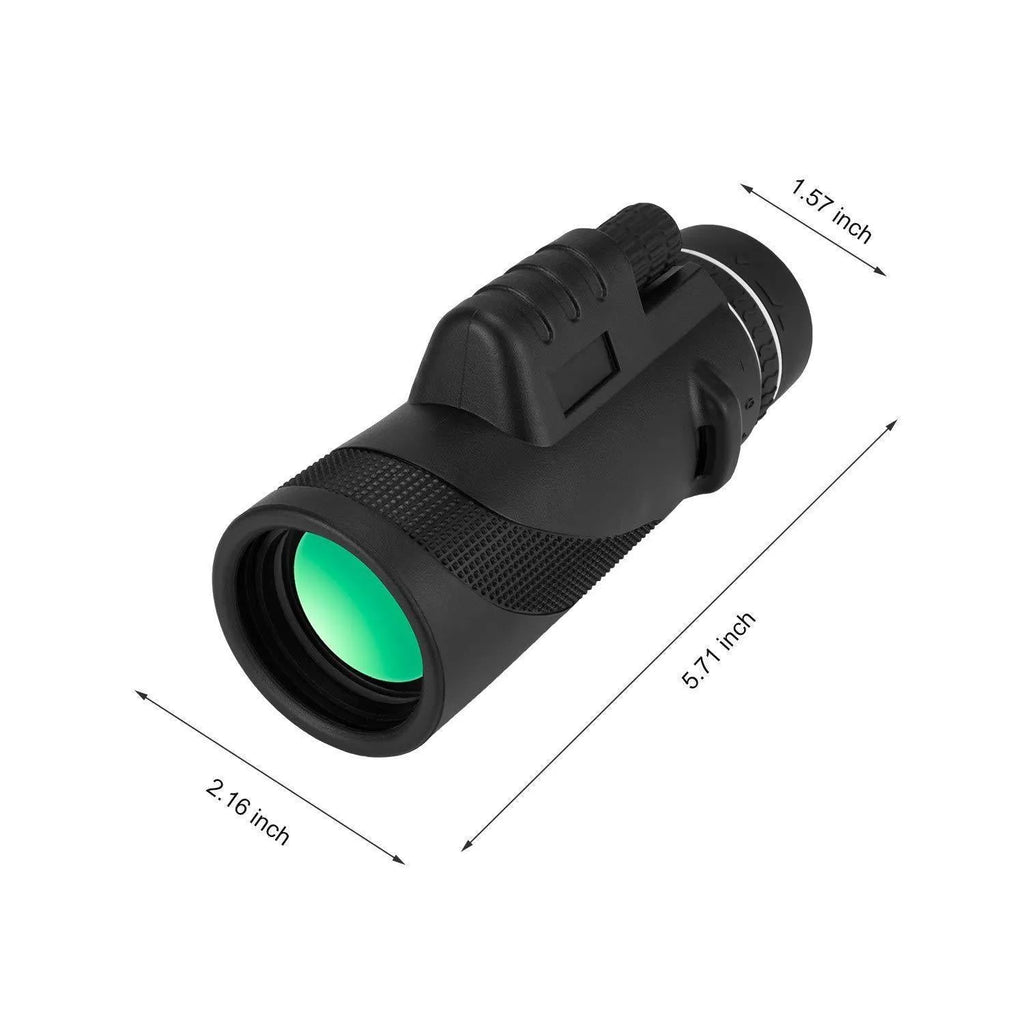 Black 40x60 smartphone monocular telescope with 60mm objective lens for outdoor viewing