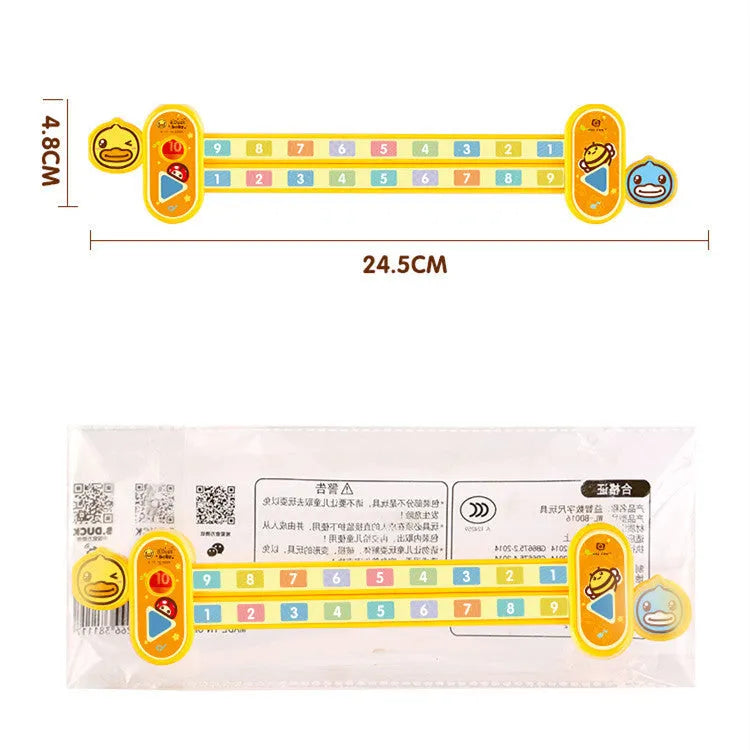 Yellow plastic educational ruler showing number decomposition for children's maths learning