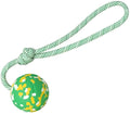 S size dog ball on rope toy with 6cm natural rubber ball and 27cm nylon rope for medium small dogs