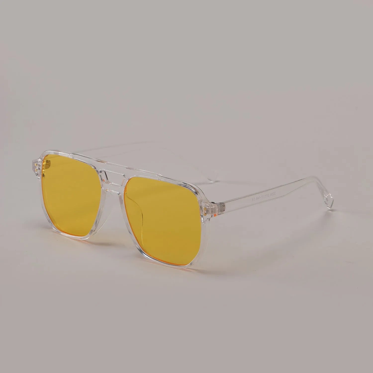 Women's square double beam fashion sunglasses with UV400 protection in light tea colour