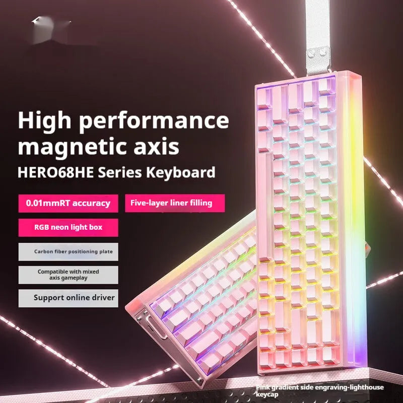 Magnetic axis mechanical keyboard with RGB lighting in various colour and style options