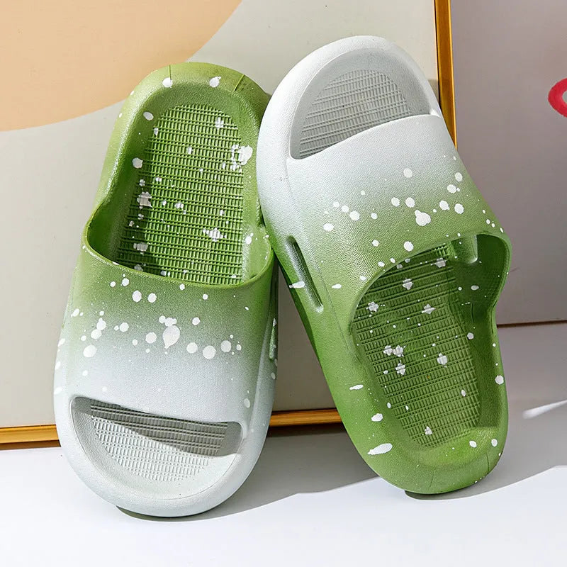 Gradient coloured PVC summer slippers for children with non-slip soles