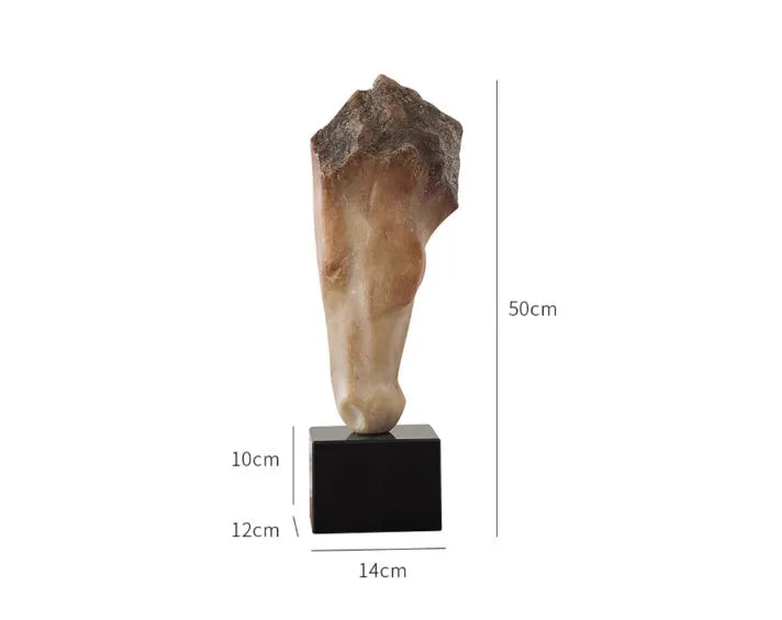 Abstract French retro style horse head sculpture with a carved surface, a 50cm tall desktop ornament.