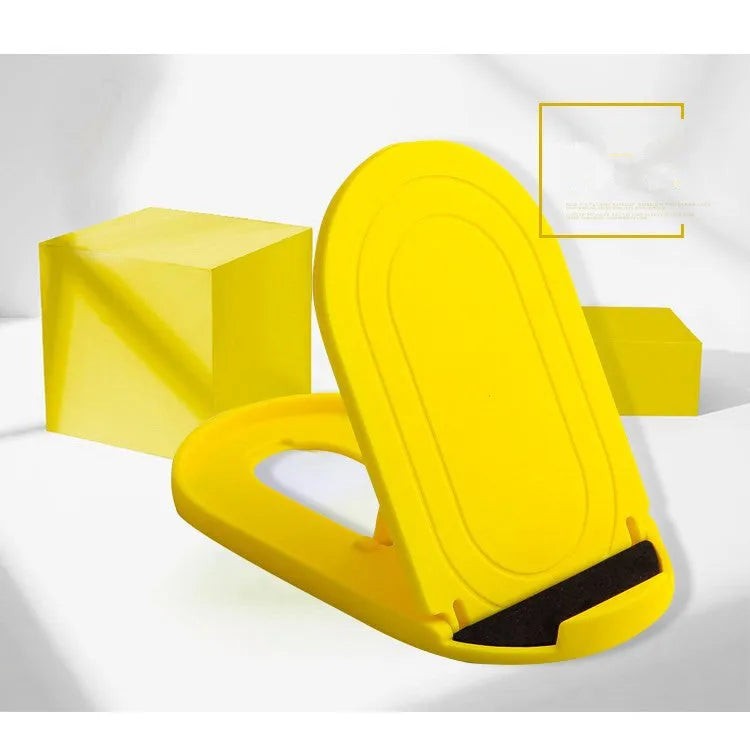 Plastic mobile phone stand with lazy bracket design in six colour options on white background