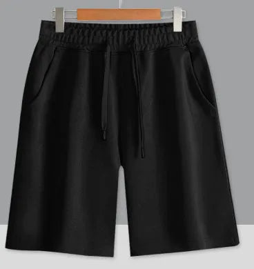 Cotton straight-leg summer shorts in light grey colour showing micro-elastic fabric texture