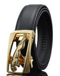 Men's black leather belt with automatic buckle in 3.5cm width