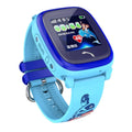 DF25 blue children's waterproof smart watch with touch screen display on silicone strap