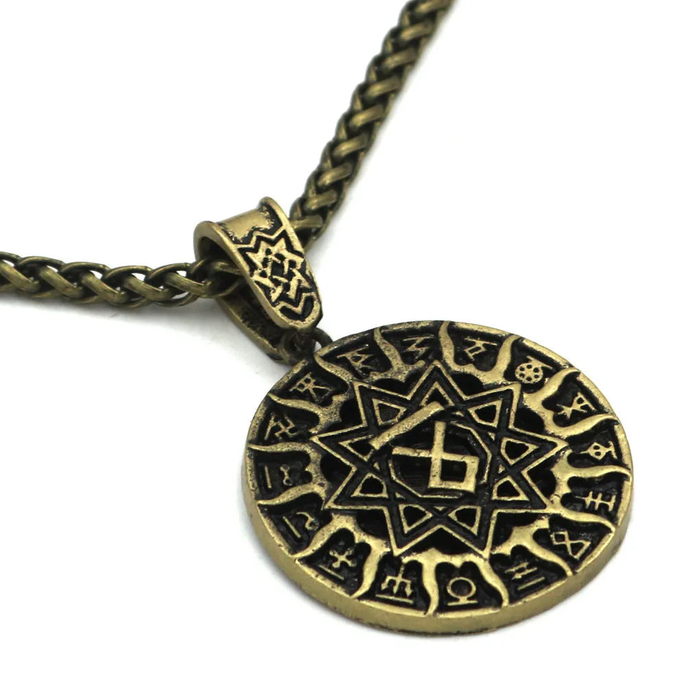 Lunavin ODing logo pendant necklace with Nordic design on an adjustable alloy snake bones chain and leather rope.