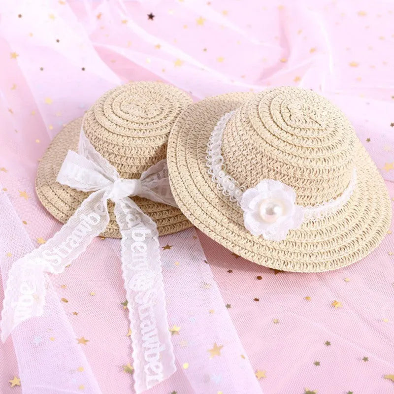 Handmade adjustable bowknot paper hat for a dog or cat, shown in a cartoon style.