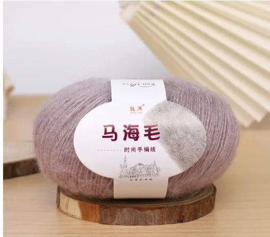 Mohair wool ball for DIY scarf kit with 34 colour options including white, grey, pink and blue