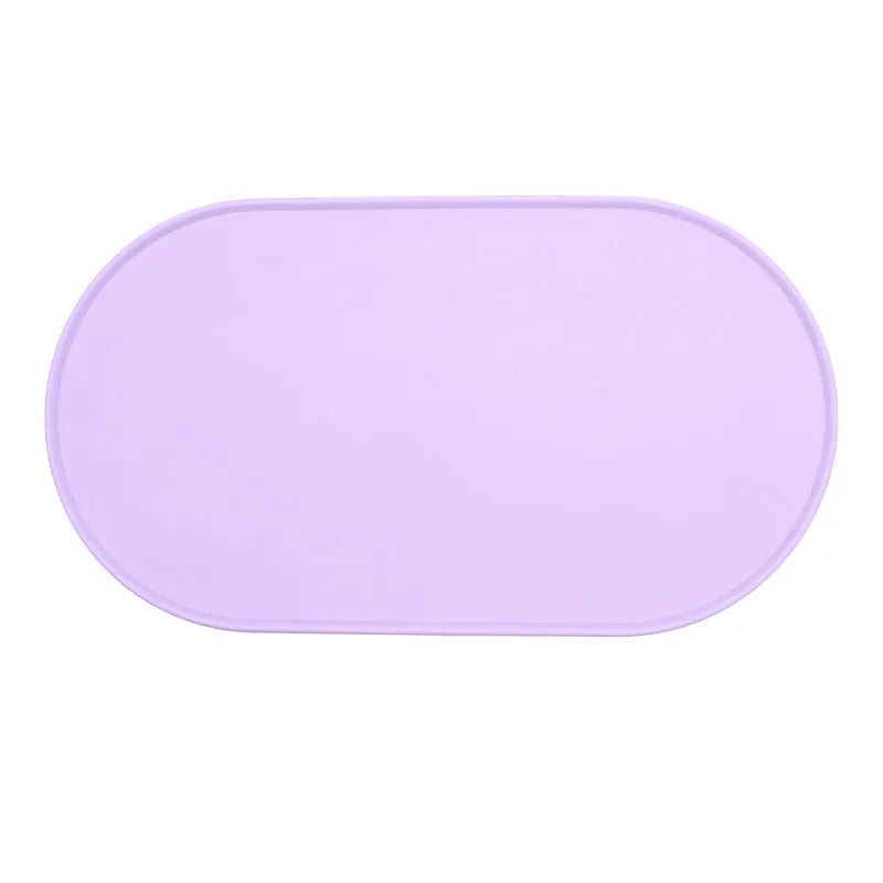 Silicone waterproof cat feeding placemat in green, beige, black, or purple colours