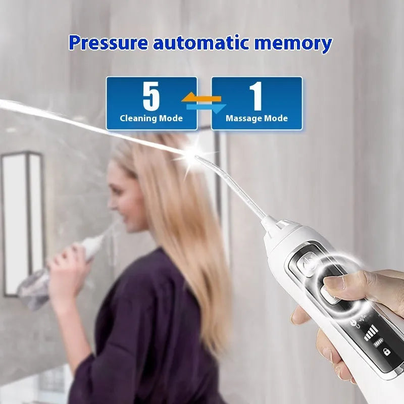 V580 portable 320ml electric dental irrigator water flosser in blue for adult oral hygiene