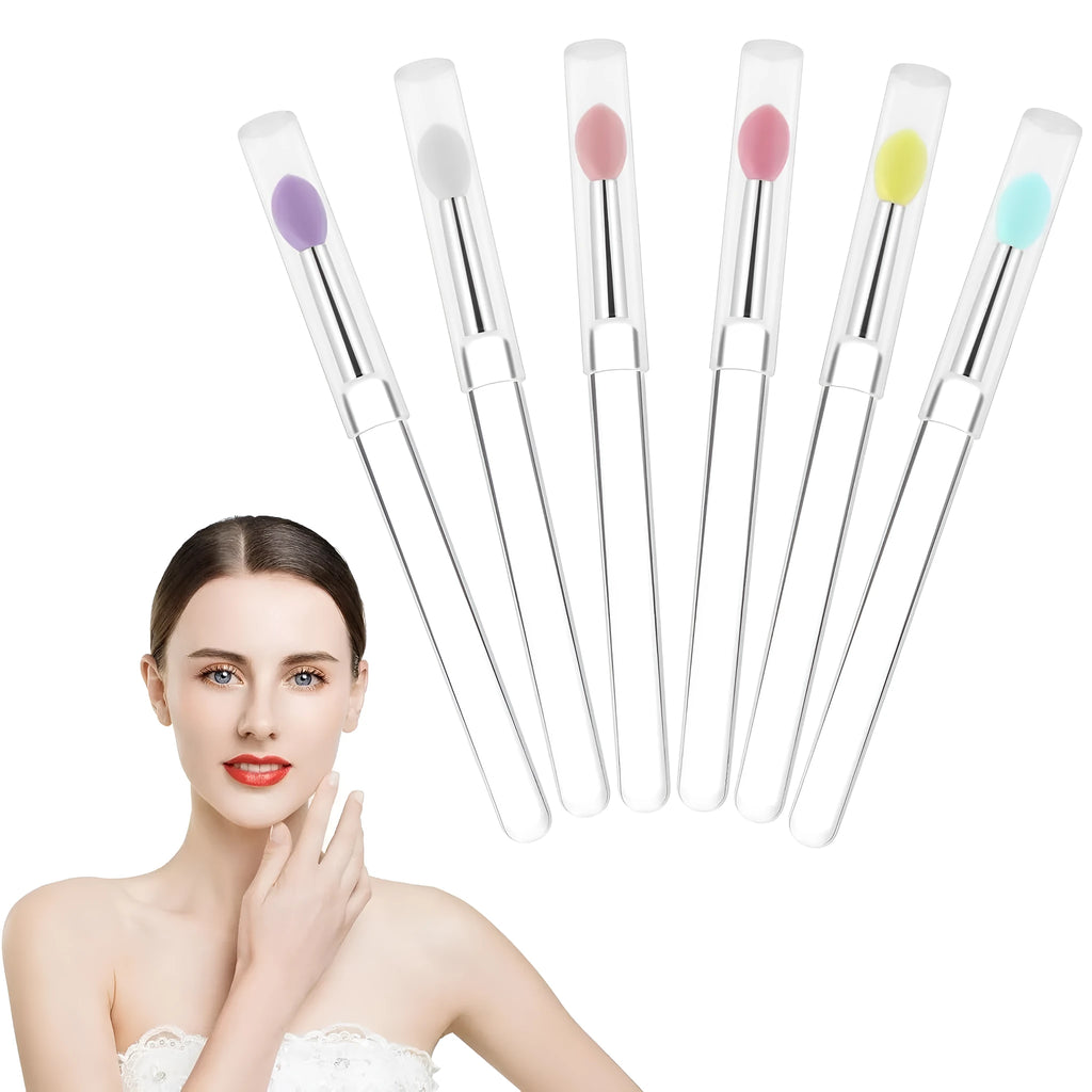 Silicone lip brush with protective cap for hygienic lip product application