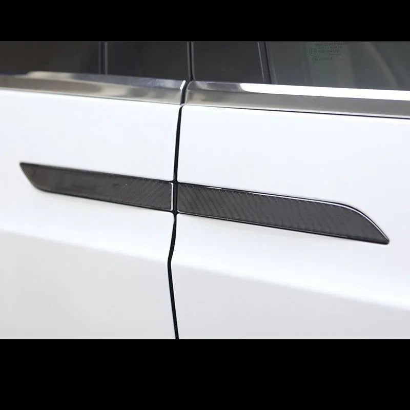Carbon fibre door handle protection patches for Tesla Model S with adhesive backing