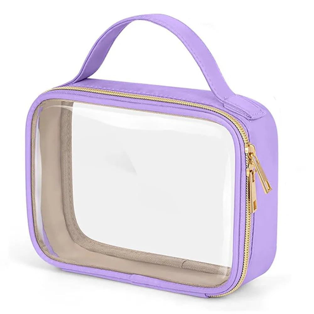 Transparent PVC lipstick storage wash bag with detachable chain in 7.85 inch size