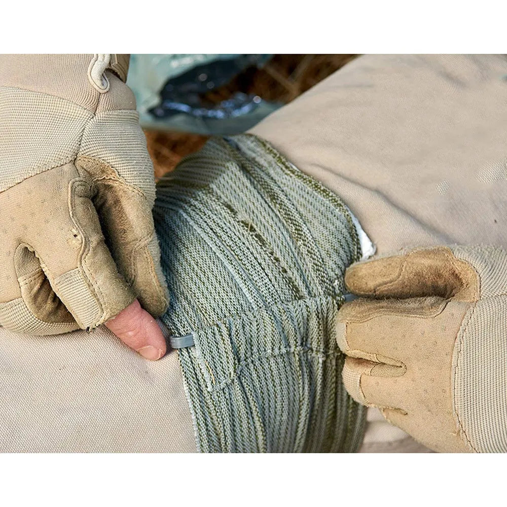 Tactical training hemostatic bandage showing portable gauze tape in multiple size options