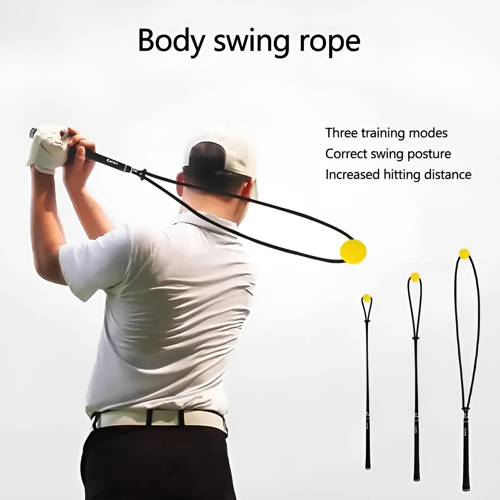 Black silicone elastic string golf swing training rope for physical correction practice