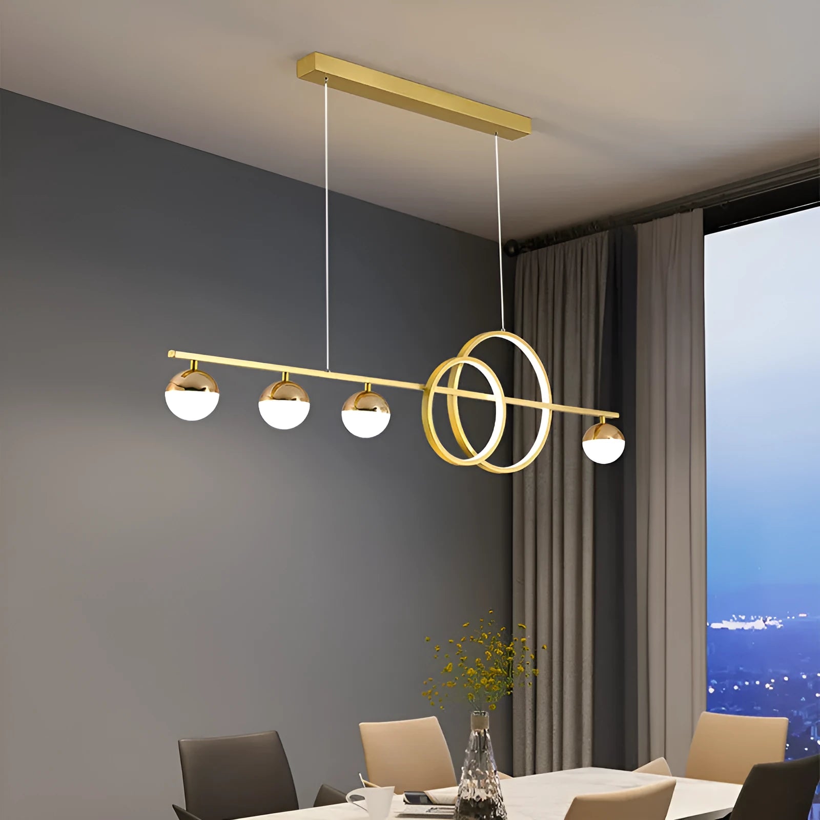 Rectangular aluminium Nordic-style ceiling lamp in black or gold finish with remote control.