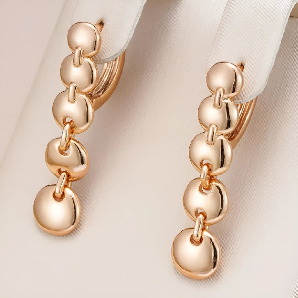 Retro gold woven long circle hoop earrings with 5cm diameter on copper base