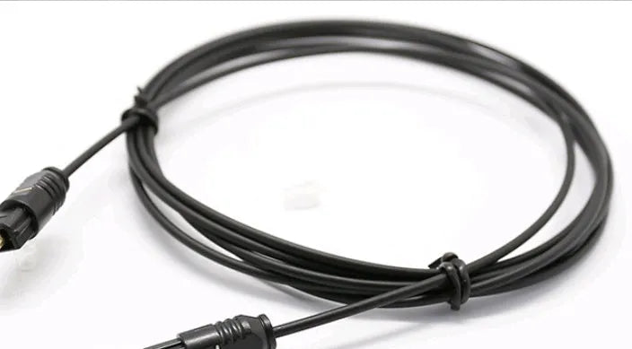 OD2.2 optical digital audio cable (TOSLINK) with square connector on a white background.