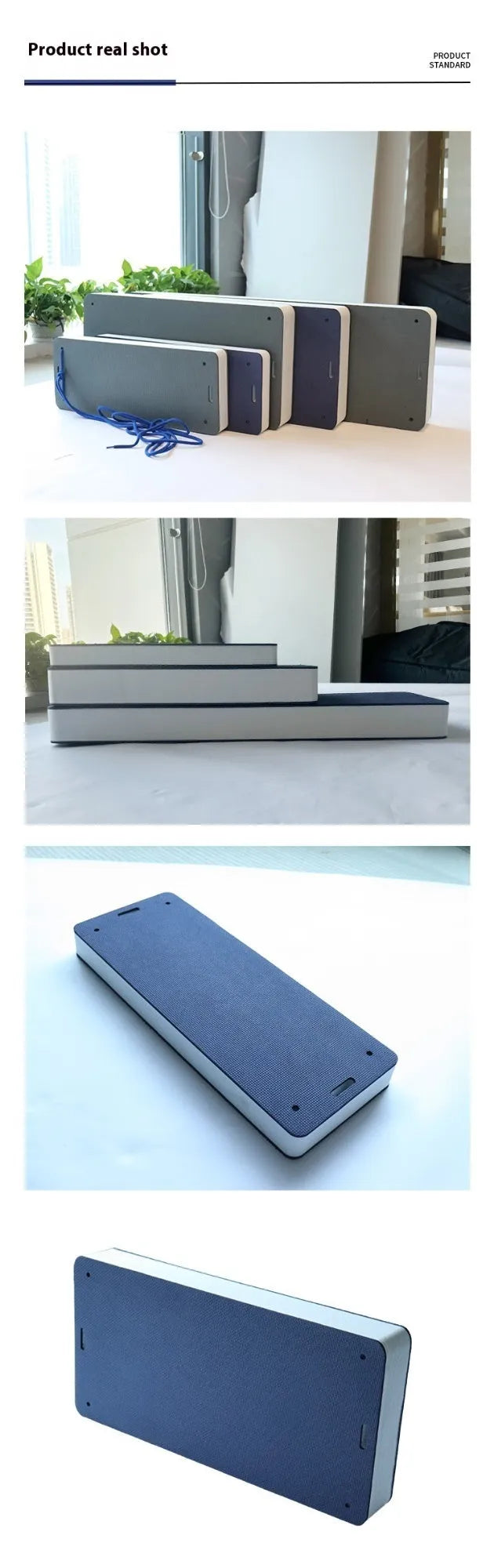 Blue and grey EVA foam marine fender for boat hull protection.