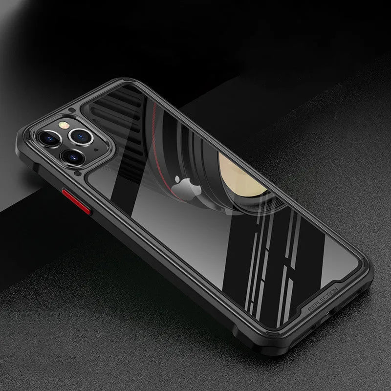 Transparent silicone iPhone 11 case showing back cover design in six colour options