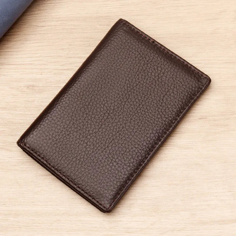 Genuine cowhide leather credit card holder in black or brown colour with urban simplicity design