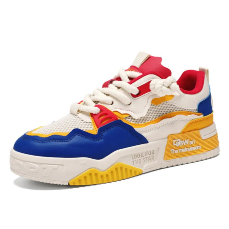 Men's low-top canvas board shoes in a colour-matched pattern with a flat rubber sole.