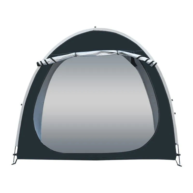 Black outdoor bicycle storage tent measuring 185cm with space for 2-3 bikes