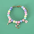 Colourful macaron-themed resin pet jewellery set with adjustable collar and bracelet for dogs and cats