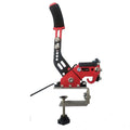 USB linear handbrake for PC racing simulators with aluminium clamp mounted on a wheel base.