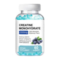 Creatine monohydrate gummies supplement in container showing 60 pieces with cold storage requirement