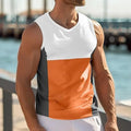 Men's cotton blend sports vest in blue colour with contrast panels for running and fitness