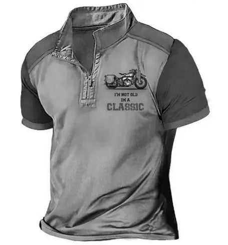 Solid colour golf polo shirt with loose fit pullover style, made from polyester bird eye cloth.