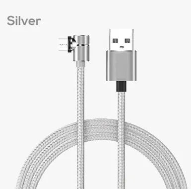 Magnetic charging cable with aluminium housing showing blind magnetic alignment and colour options
