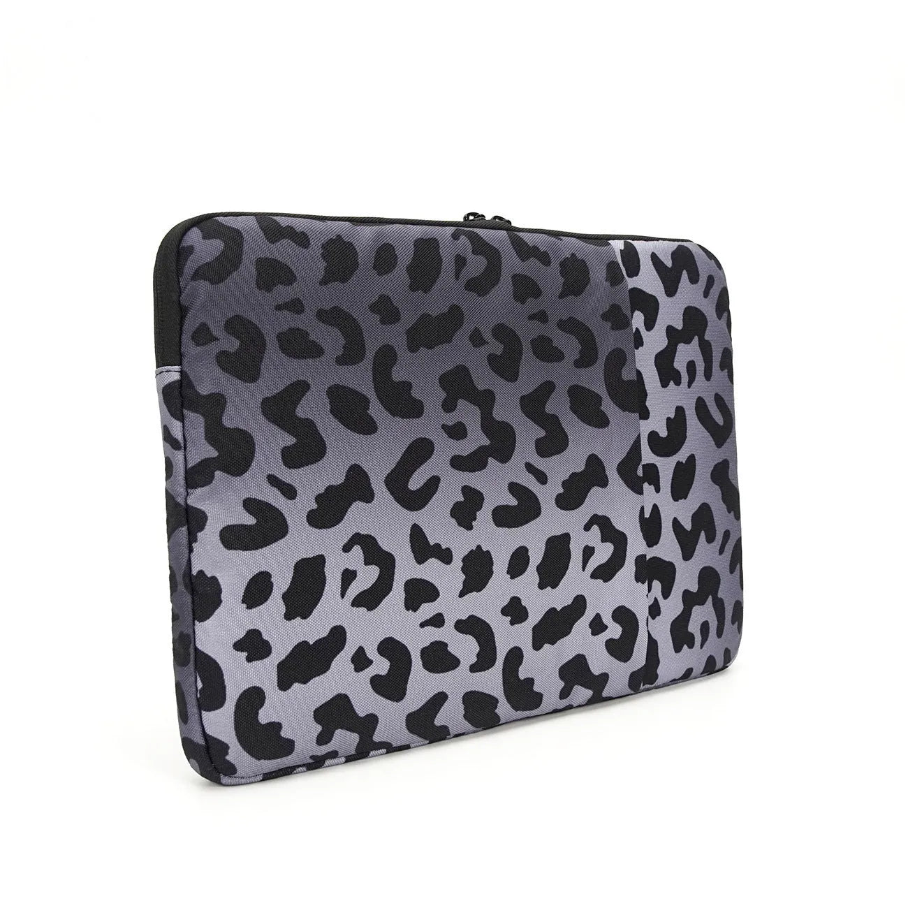 Leopard print laptop sleeve with anti-shock flannel lining for 13-inch and 14-inch devices