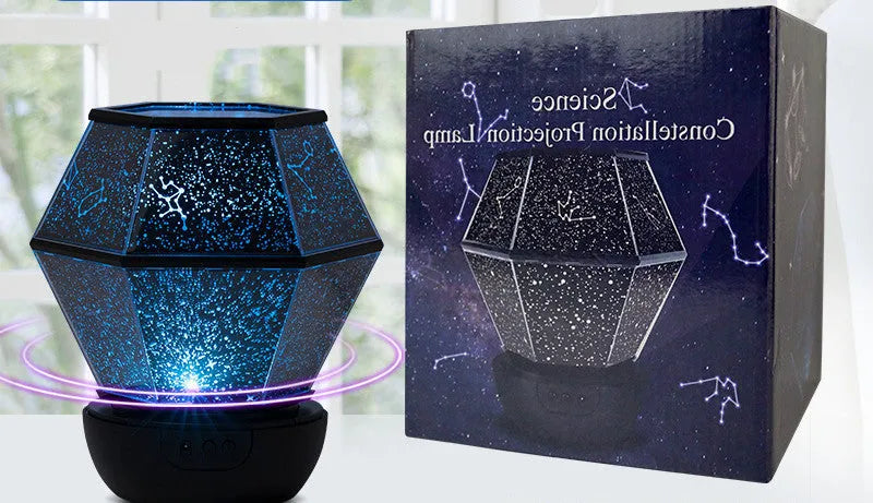 Children's rotating stars LED night light projecting coloured stars on a wall.