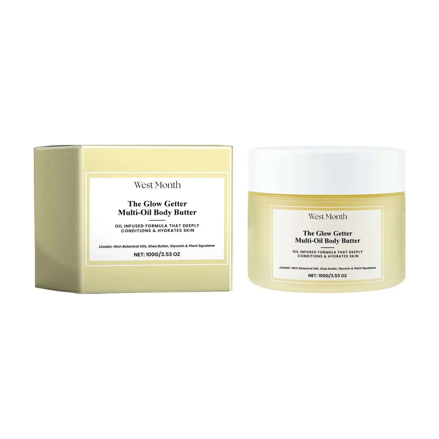 Body care set with skincare oil and moisturising cream for nourishing firming massage treatment