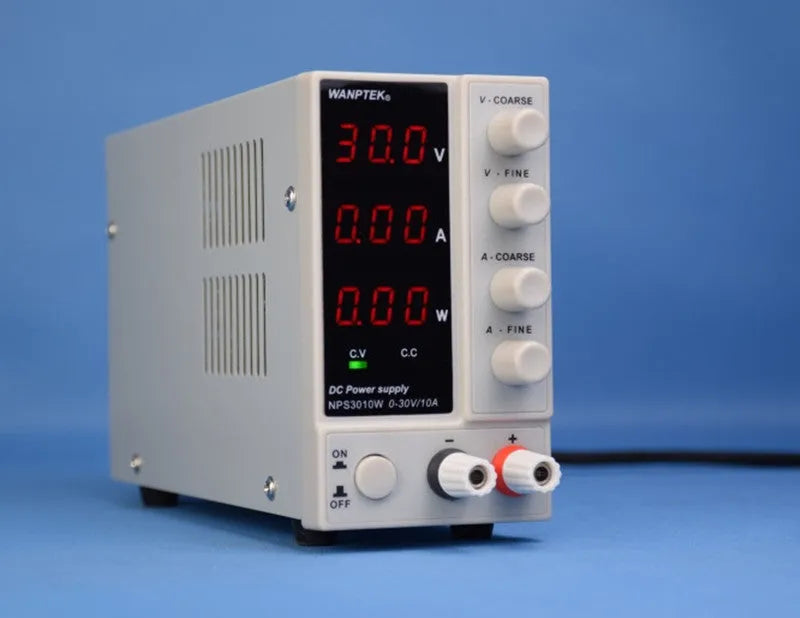 White S605W adjustable DC bench power supply with voltage and current controls for electronic testing